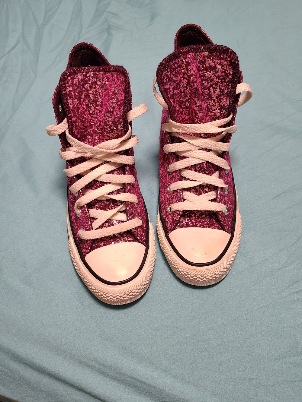 Converse Chuck Taylor All Star Glitter High Top Sneakers Pink & Black US 7 - Picture 3 of 8